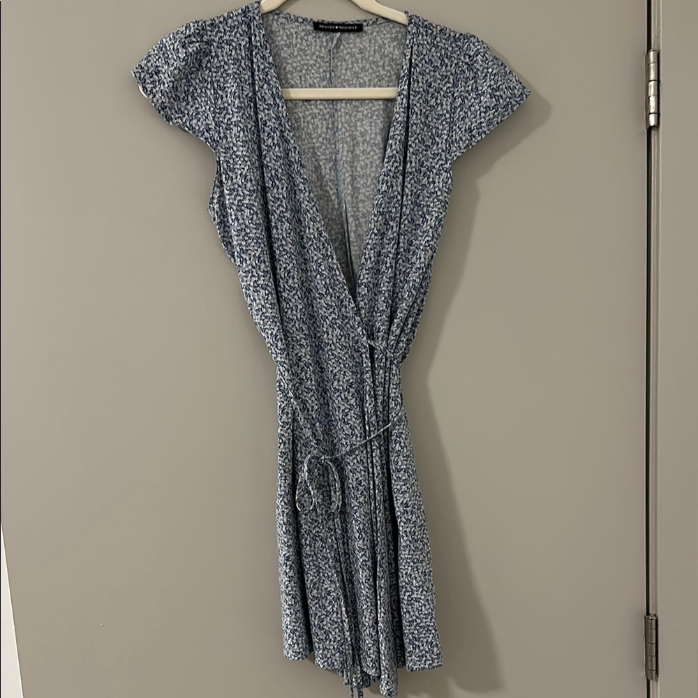 Brandy Melville Blue Flutter Sleeve Mini Sundress